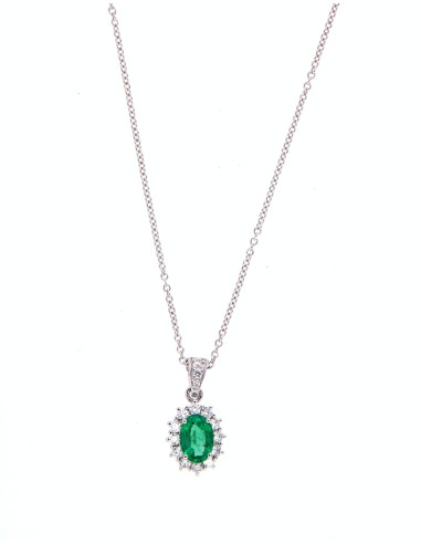 SOPRANA collection EMERALD necklace in white gold, diamonds 0.34 ct and emerald 0.69 ct - paigemPEM7x5