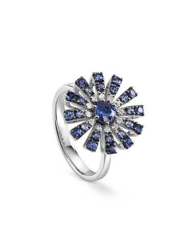 DAMIANI MARGHERITA white gold ring, Sapphire ct 1.03 and diamonds ct 0.10 GH - 20088482