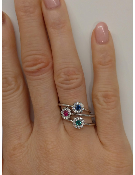DAMIANI MARGHERITA Ring aus Weißgold , Saphir ct 0.13 und Diamanten ct 0.09 GH