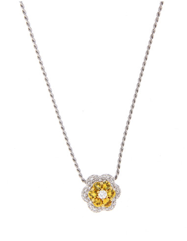 DAMIANI CLASSIC collana in oro bianco zaffiri gialli 0.70 ct e diamanti 0.44 ct