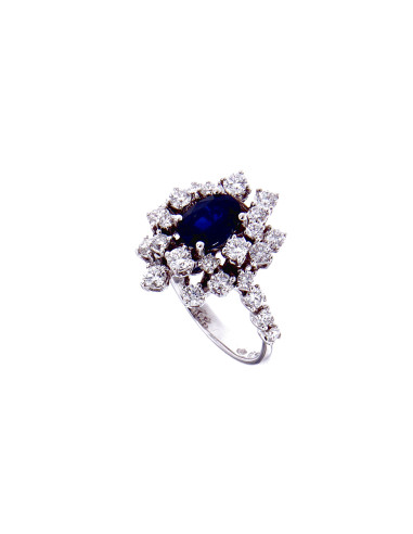 DAMIANI MIMOSA white gold ring, sapphire ct  1.20 and diamonds ct 1.04 GH