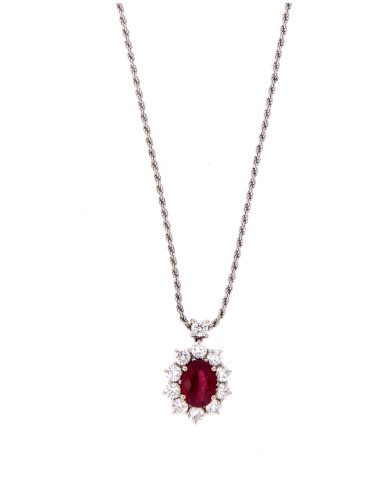 DAMIANI CLASSIC necklace in white gold, 1.08 ct ruby and 0.91 ct diamonds