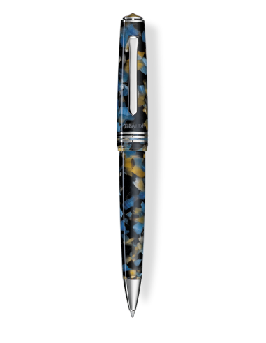 Tibaldi N.60 Samarkand Blue resin ballpoint pen with palladium trim