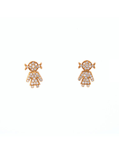 Easy "BABY-GIRLS" earrings in gold and diamonds (0.22 ct) ref: 289-VE21640