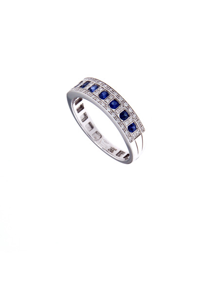 Damiani Belle Epoque WHITE GOLD, DIAMOND (ct 0.11) AND SAPPHIRE (ct 0.35) RING - 20058815
