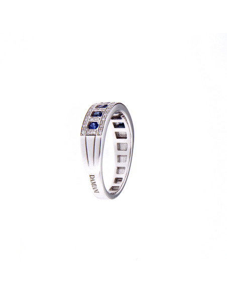 Damiani Belle Epoque WHITE GOLD, DIAMOND (ct 0.11) AND SAPPHIRE (ct 0.35) RING - 20058815