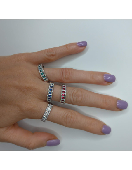 Damiani Belle Epoque WHITE GOLD, DIAMOND (ct 0.11) AND SAPPHIRE (ct 0.35) RING - 20058815