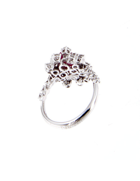DAMIANI MIMOSA white gold ring, Ruby ct 1.12 and diamonds ct 1.04 GH