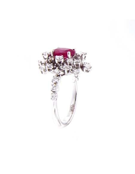 DAMIANI MIMOSA white gold ring, Ruby ct 1.12 and diamonds ct 1.04 GH