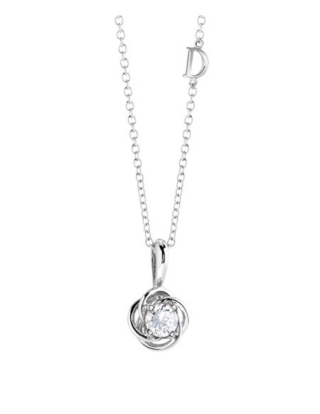DAMIANI BOCCIOLO COLLANA IN ORO BIANCO CON DIAMANTE 0.32 ct