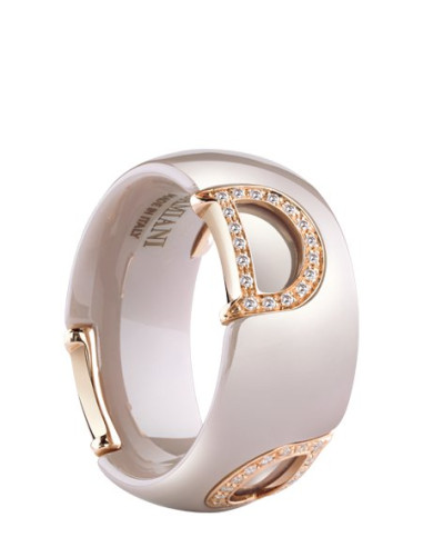 Damiani DICON Anello in ceramica cappuccino, oro rosa e diamante Ref. 20062649