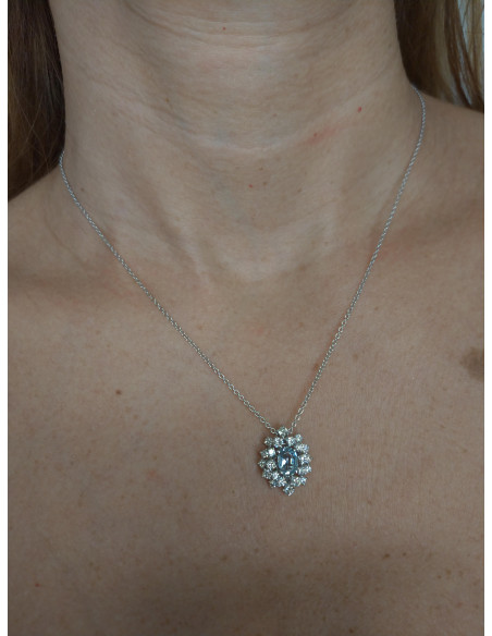 DAMIANI MIMOSA collana in oro bianco, acquamarina 0.80 ct e diamanti ct 0.84 GH - 20071067