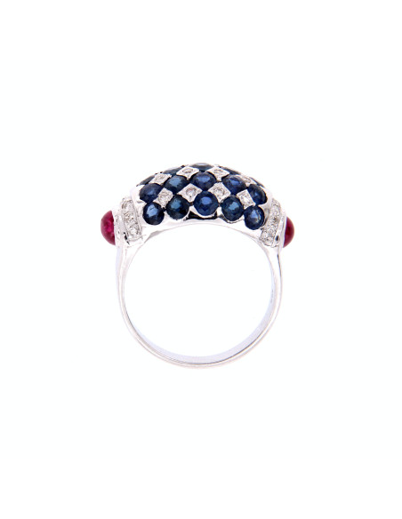 SOPRANA SAPHIR Sammlung Ring aus Weißgold, 0,25 ct Diamanten, 3,73 ct Saphire und 0,87 ct Rubine