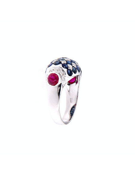 SOPRANA SAPHIR Sammlung Ring aus Weißgold, 0,25 ct Diamanten, 3,73 ct Saphire und 0,87 ct Rubine