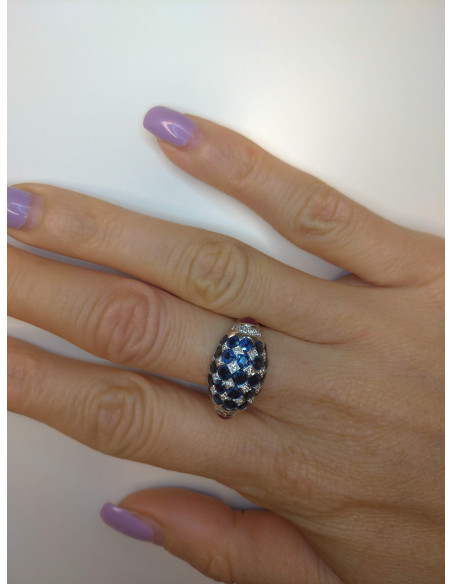 SOPRANA SAPHIR Sammlung Ring aus Weißgold, 0,25 ct Diamanten, 3,73 ct Saphire und 0,87 ct Rubine