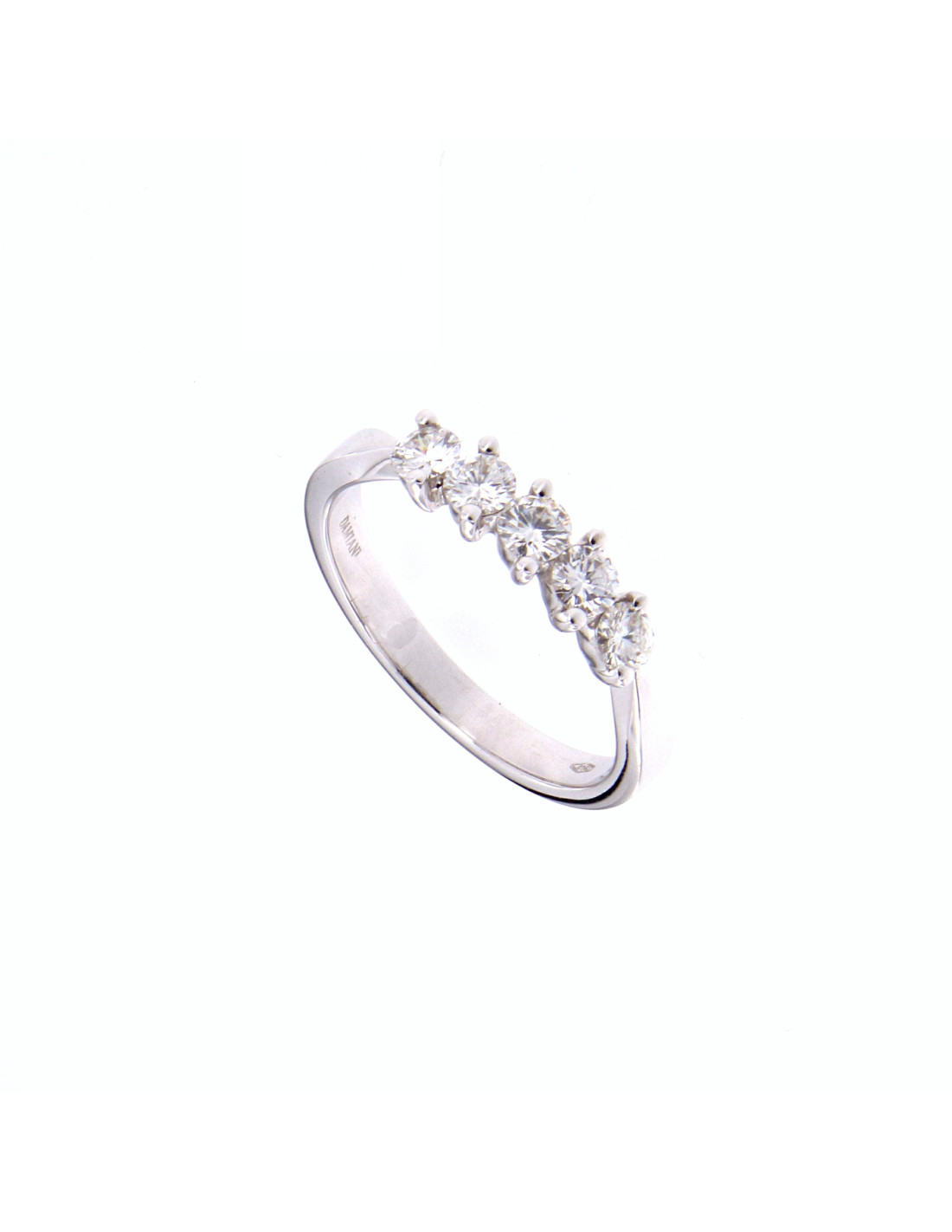 DAMIANI DUE PUNTE ANELLO IN ORO BIANCO CON 5 DIAMANTI 0 60 ct