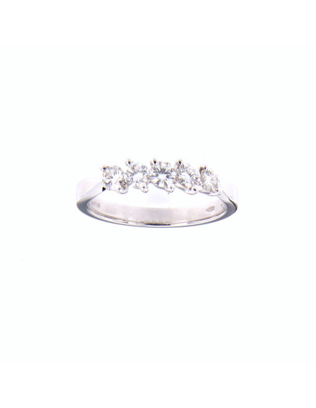 DAMIANI DUE PUNTE ring in white gold and 5 diamonds 0.60 ct