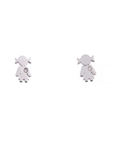 Easy "BABY-GIRLS" earrings in gold and diamonds (0.02 ct) ref: 212-M365/F