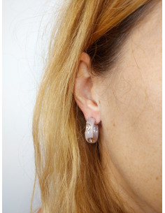 Damiani DIcon Orecchini in ceramica Cappuccino e oro rosa con diamanti (ct 0,01) Ref. 20072392 2