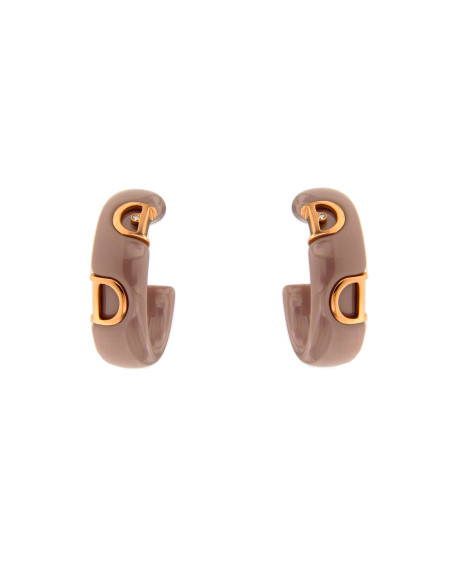 Damiani D.Icon Капучины керамические серьги и розовое золото с бриллиантами (кт 0,01) Ref. 20072392