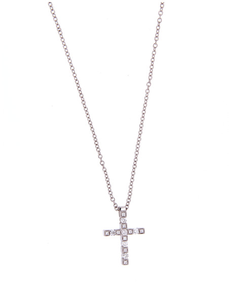 Damiani Belle Epoque WHITE GOLD, DIAMOND (ct 0.17) CROSS NECKLACE Ref: 20083507