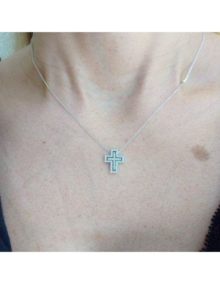 Damiani Belle Epoque WHITE GOLD, DIAMOND (ct 0.17) CROSS NECKLACE Ref: 20083507