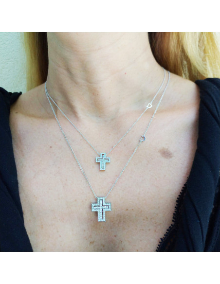 Damiani Belle Epoque WHITE GOLD, DIAMOND (ct 0.17) CROSS NECKLACE Ref: 20083507