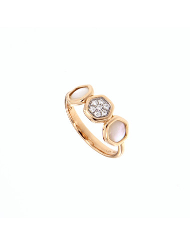 UTOPIA VENUS Ring aus Roségold mit Diamanten und Perlmutt Ref: VA3UB03