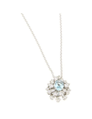 DAMIANI MIMOSA collana in oro bianco, acquamarina 1.60 ct e diamanti ct 0.84 GH