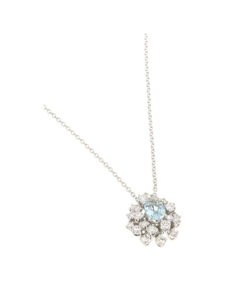 DAMIANI MIMOSA collana in oro bianco, acquamarina 1.60 ct e diamanti ct 0.84 GH