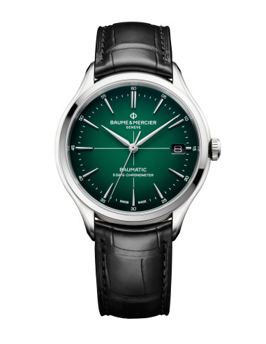 BAUME & MERCIER CLIFTON BAUMATIC steel and leather - M0A10592