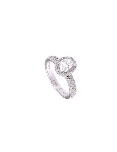 DAMIANI MINOU white gold ring and OVAL CUT diamond 0.51 ct FULL PAVE