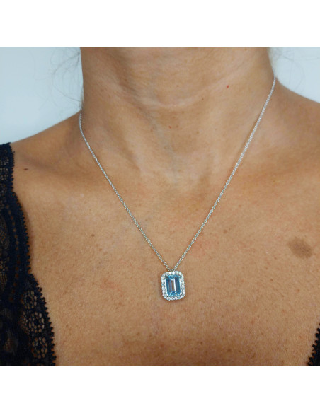 Crivelli AcquaMarina Collection Halskette aus Gold, Diamanten und Aquamarin 2,05 ct - 412-45175-7-9