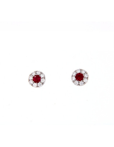 Crivelli Ruby Collection Gold Earrings , Diamonds and ruby 0.40 ct