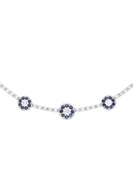 Crivelli Saphir Kollektion Halskette in Gold, Diamanten und Saphiren 1.26 ct - 117-CC291