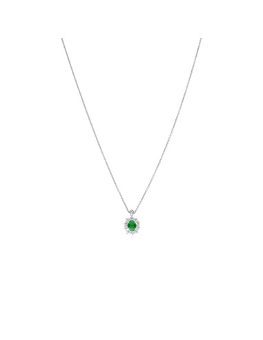 Crivelli Emerald Collection Gold Necklace, Diamonds and emerald 1.28 ct - 024-G0530-C