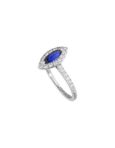 Crivelli Sapphire Collection Gold Ring, Diamonds and sapphire 0.50 ct