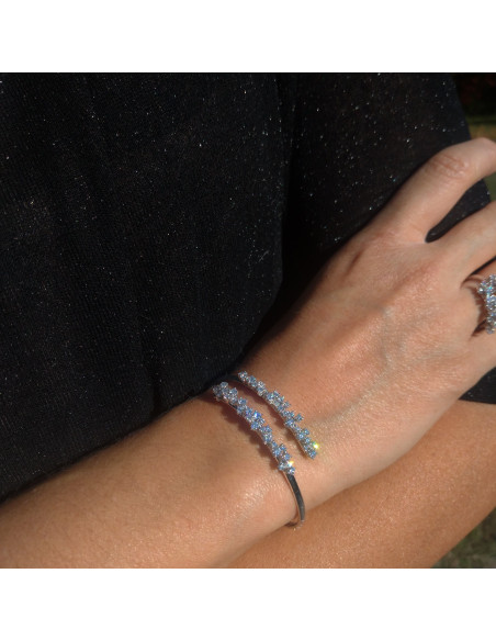 DAMIANI MIMOSA FLEXI elastic bracelet in white gold and diamonds 2.02 ct - 20080820