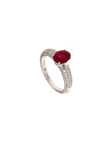 DAMIANI CLASSIC ring in white gold, 1.35 ct ruby and 0.24 ct diamonds