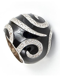 Misis Africa Queen Ring Silber Rhodium, Schwarze Emaille...
