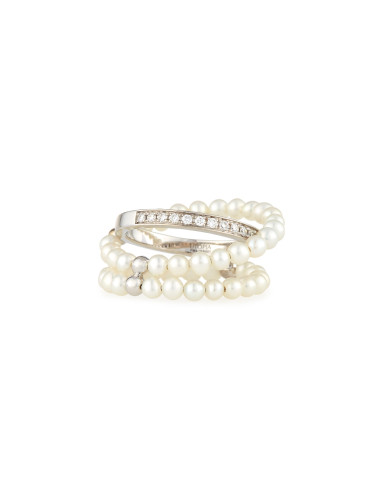 UTOPIA AQUA anello in oro bianco con diamanti e perla 3 ref: FWA1BB002