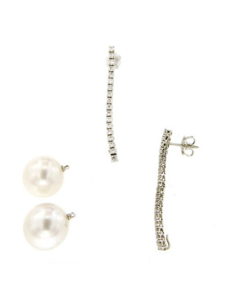 UTOPIA GALLERY  Weißgoldohrringe mit Diamanten und Perle 14.10 ref: GOH03