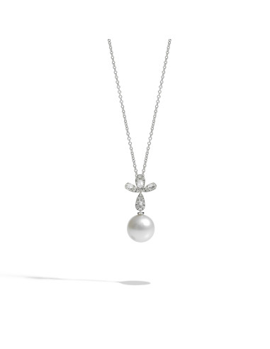 UTOPIA PAVONE collana in oro bianco con diamanti e perla 11.15 mm - ref: PVP5BBD03