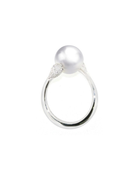 UTOPIA SIMPLY  Ring Weißgold mit Diamanten und Perle mm 11.20 - ref: QAA153