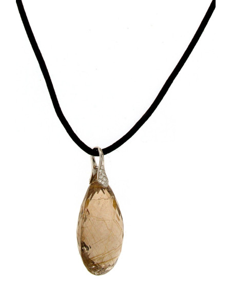 UTOPIA STONES collana in oro bianco e quarzo rutilato ref: GPA121
