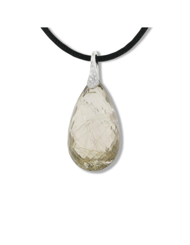 UTOPIA STONES collana in oro bianco e quarzo rutilato ref: GPA121