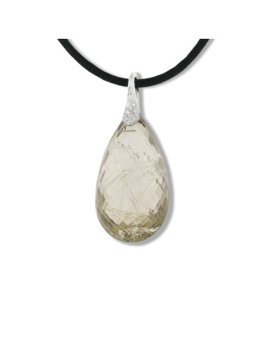 UTOPIA STONES necklace in white gold and rutilated quartz ref: GPA121