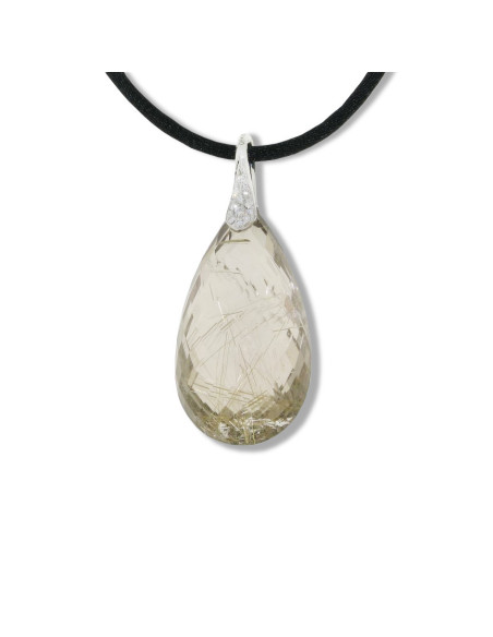 UTOPIA STONES collana in oro bianco e quarzo rutilato ref: GPA121