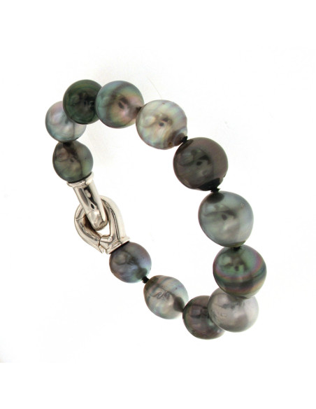 UTOPIA THAITI bracelet in white gold and pearls 13-13.90 Ref: MS3297