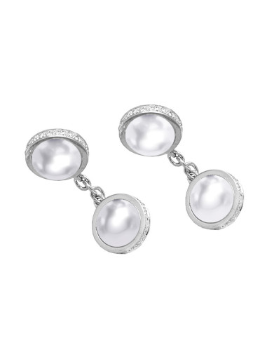 UTOPIA GALLERY gemelli in oro bianco con diamanti e perla 9.5-10.00 - ref: GTA101